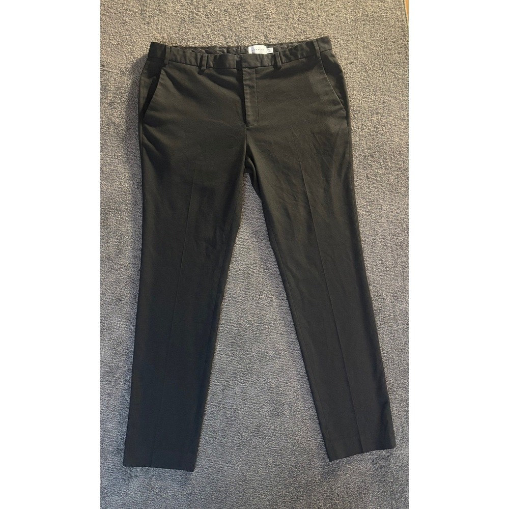 Topman Mens Black Textured Slim Tapered‎ Tailored Trousers Pants W38 L32